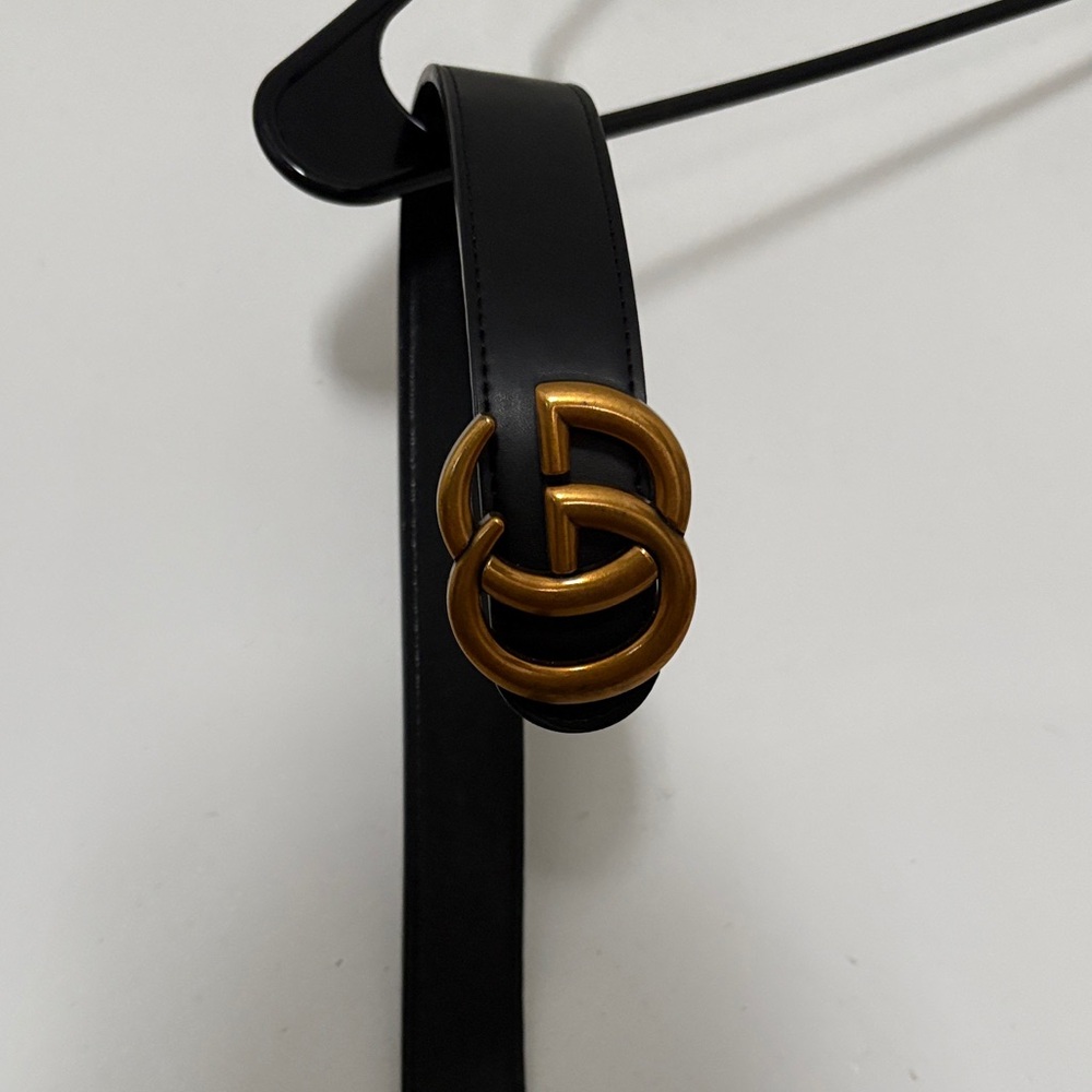 Chic Black Belt with Gold Interlocking Buckle